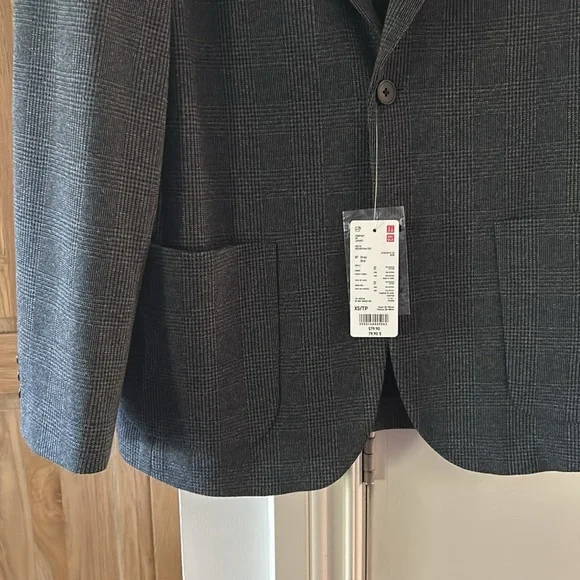 NWT Uniqlo grey comfort 2b jacket plaid xs - Picture 6 of 13